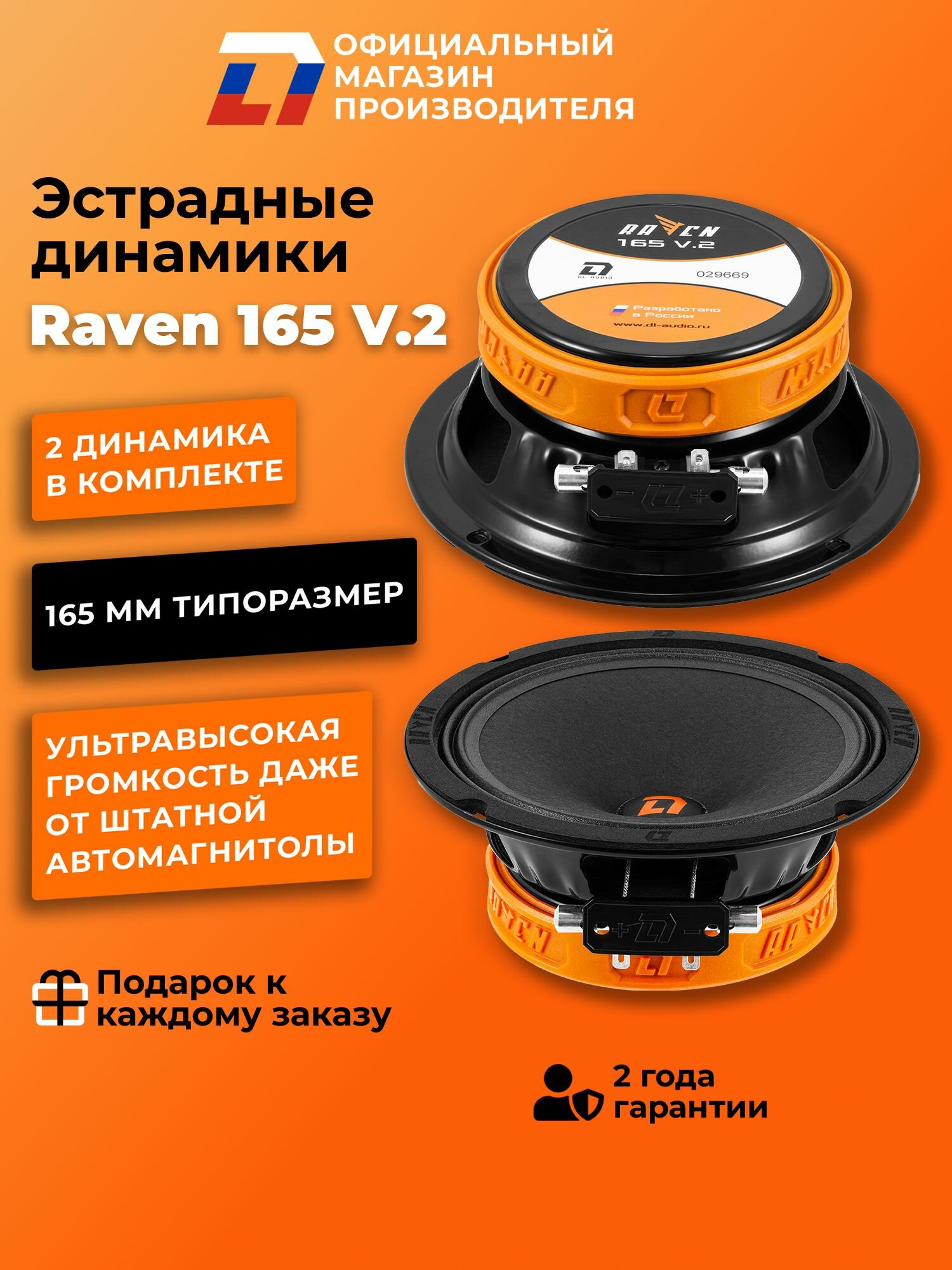Динамики автомобильные 16 см DL Audio Raven 165 V.2 пара