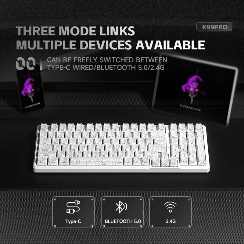 Клавиатура Furycube K99Pro Platinium Switch, Bluetooth/USB, механическая, белая — фото 1