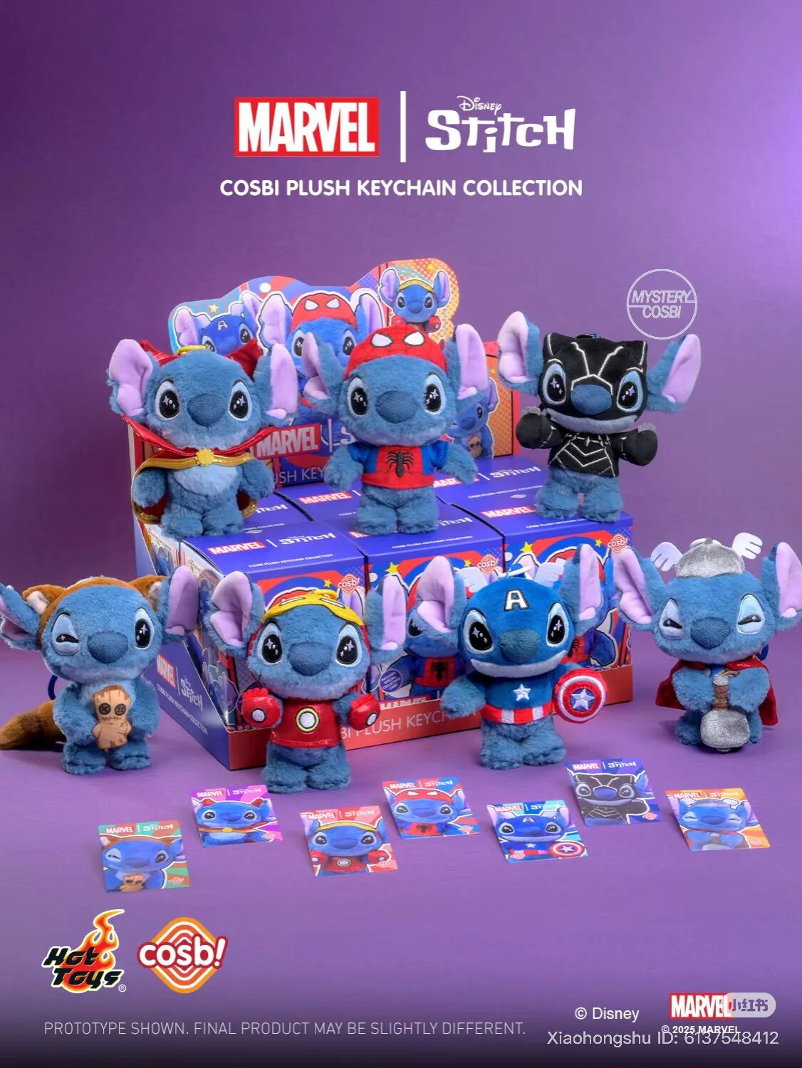 “Stitch LaBubu Marvel uslubida” plyush kalit jixozchasi, kolleksion o‘yinchoq