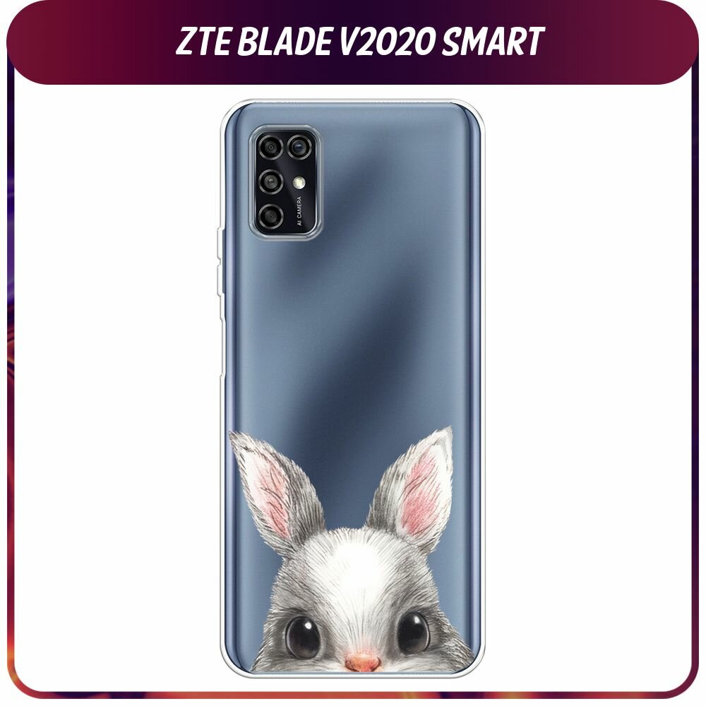 Чехол на ZTE Blade V2020 Smart / ЗТЕ Блейд В2020 Смарт с принтом "Карандашный кролик 2 - 8 марта", прозрачный
