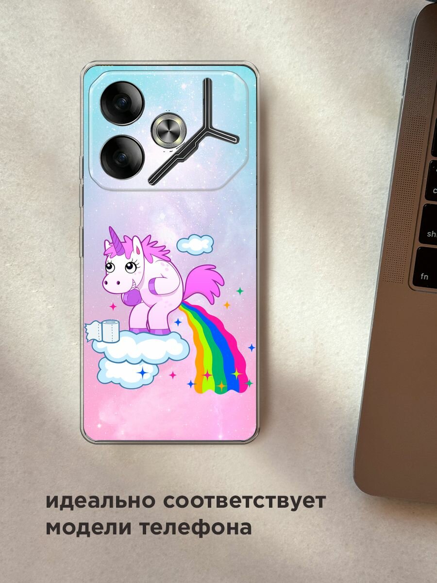 Чехол на Tecno Pova 6 / Текно Пова 6 с принтом "Единорог какает" — фото 1