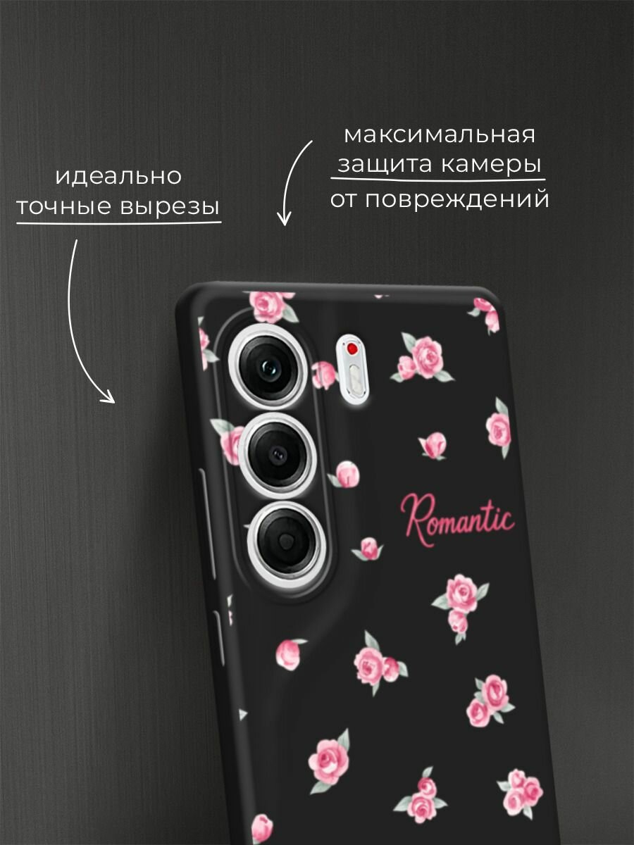 Черный матовый чехол на Tecno Camon 40 Pro 5G / Текно Камон 40 Про 5G с принтом "Romantic 2" — фото 1