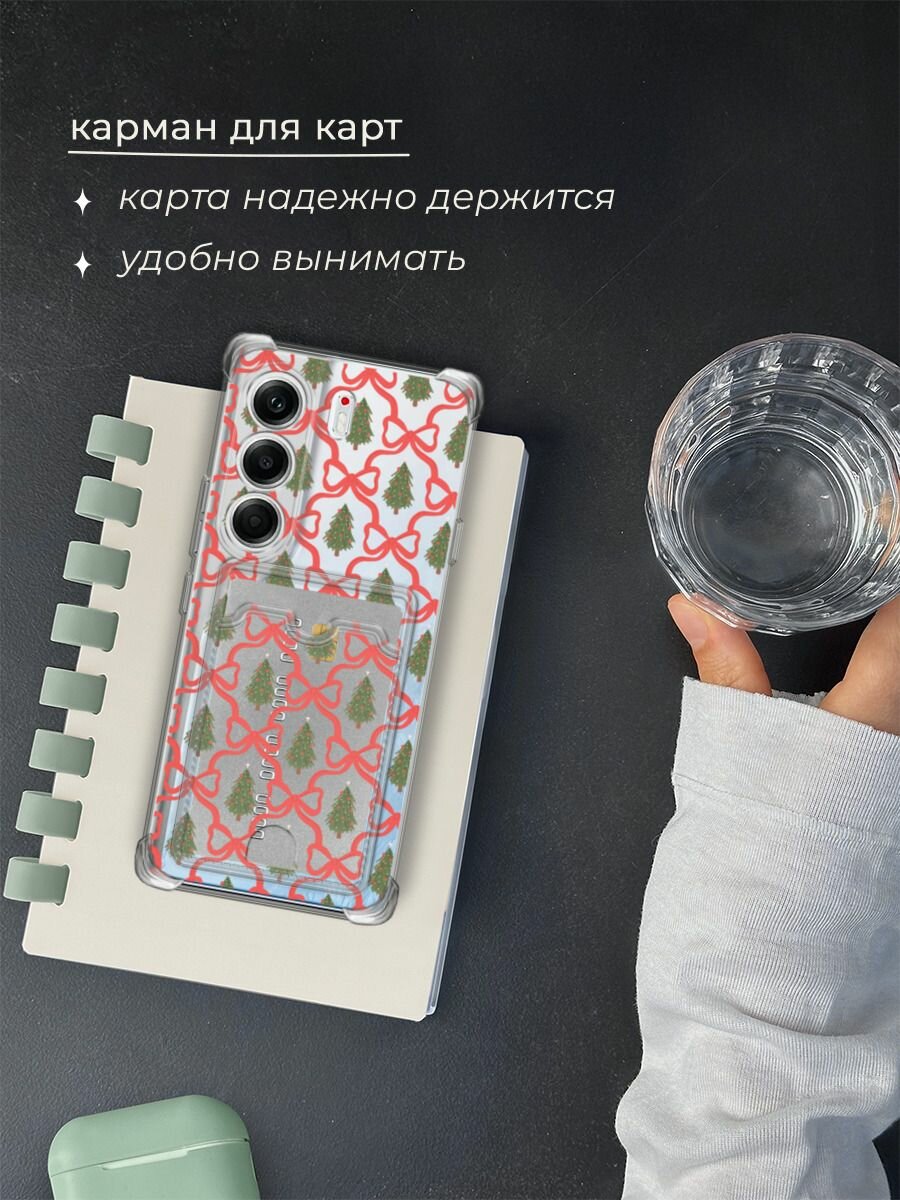 Чехол на Tecno Camon 40 Pro (Текно Камон 40 Про) с картой и принтом "Елка паттерн 2" — фото 1