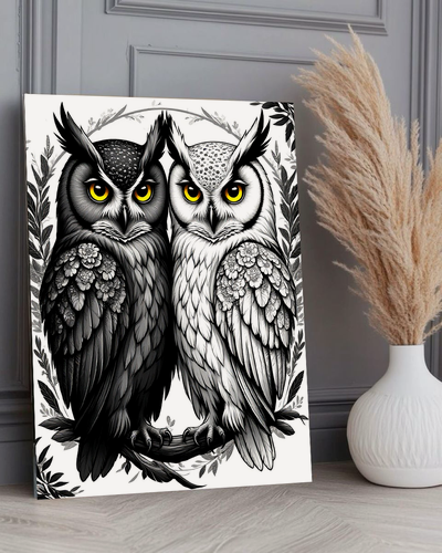 Изображение товара Картина по номерам "Две совы" 40х50 см, хлопковый холст на подрамнике, акрил, Hobby Home