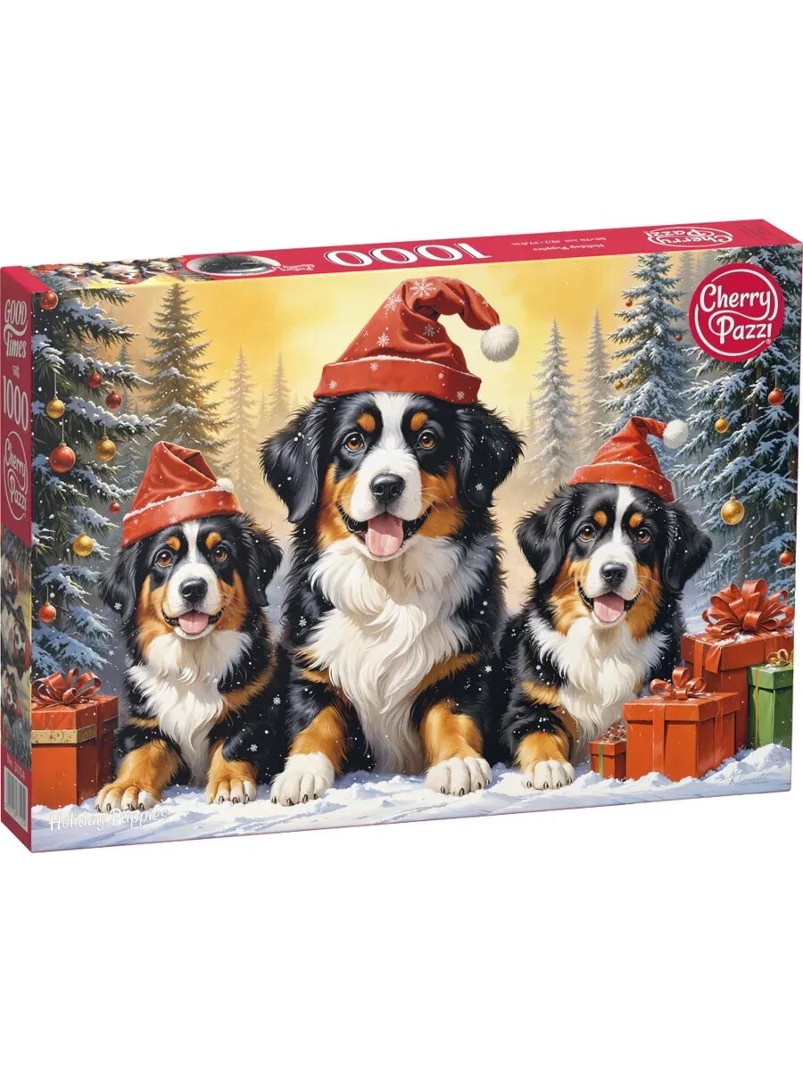 Пазлы для взрослых 1000 элементов Рождественские щенки