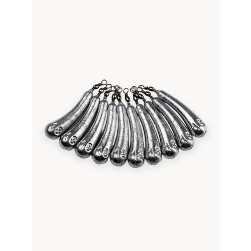 Набор грузил для рыбалки Банан с вертлюгом, 18 гр (10шт) на отводной поводок Дроп шот