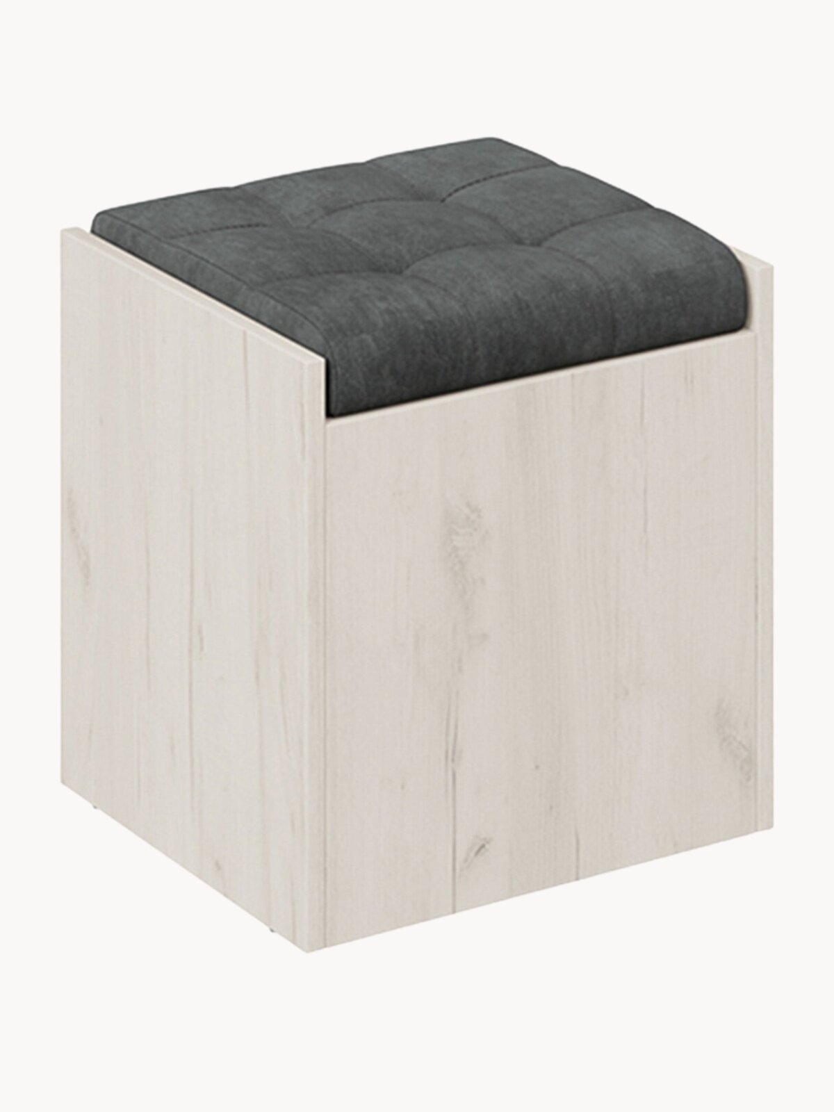 Пуф с крышкой, квадратный, ТриЯ "Форест", дуб крафт белый/серый
