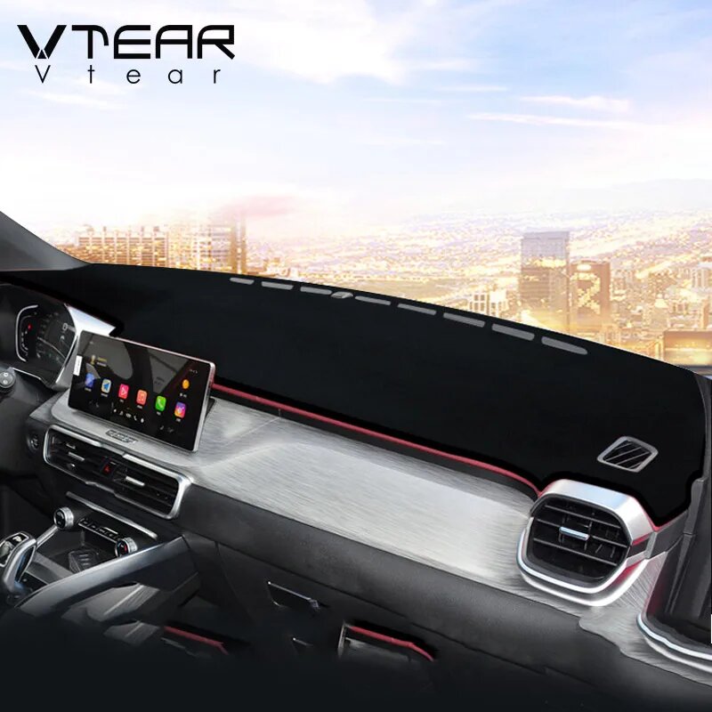 Vtear для Geely Coolray sx11 BelGee X50 чехол для салона приборной панели нескользящий коврик для приборной панели коврик для стайлинга автомобиля ковер аксессуары детали 2022, Black edge