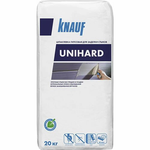 Шпатлёвка КНАУФ Унихард для внутренних работ гипсовая высокопрочная 20 кг 3073₽