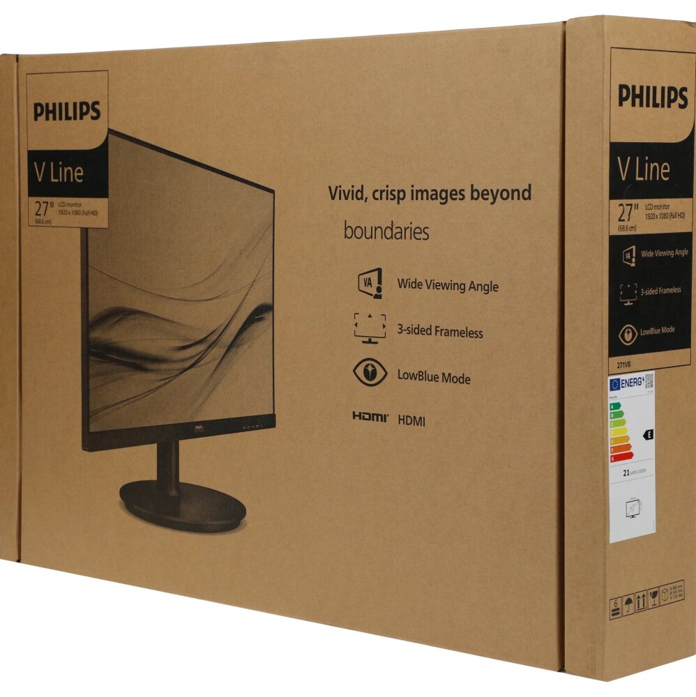 Монитор 27" Philips 271V8L, 1920х1080, 75 Гц, VA, черный (271v8l/00) — фото 1