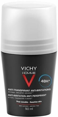 Дезодорант шариковый Vichy Homme для чувствительной кожи с защитой 48 часов. 50 мл