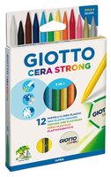 GIOTTO Восковые карандаши Cera Strong 12 цветов с ластиком и точилкой (281800)