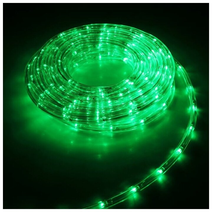 Световой шнур Luazon Lighting 10 мм IP44 5 м 24 LED/м 220 В 8 режимов свечение зелёное