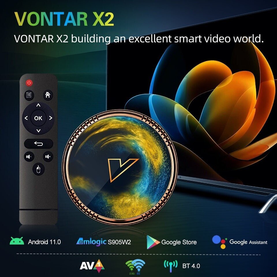 Смарт ТВ приставка Vontar X2 2/16GB Amlogic S905W2 Android 110 Wi-Fi 24/5GHz AV1 Smart TV Box 4K UHD Андроид ТВ бокс Медиаплеер