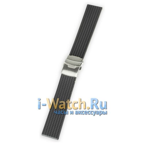 Ремешок Bonetto Cinturini, фактура матовая, зернистая, тиснение, размер 22/20 M, черный