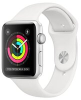 Часы Apple Watch Series 3 38mm Aluminum Case with Sport Band серебристый/белый