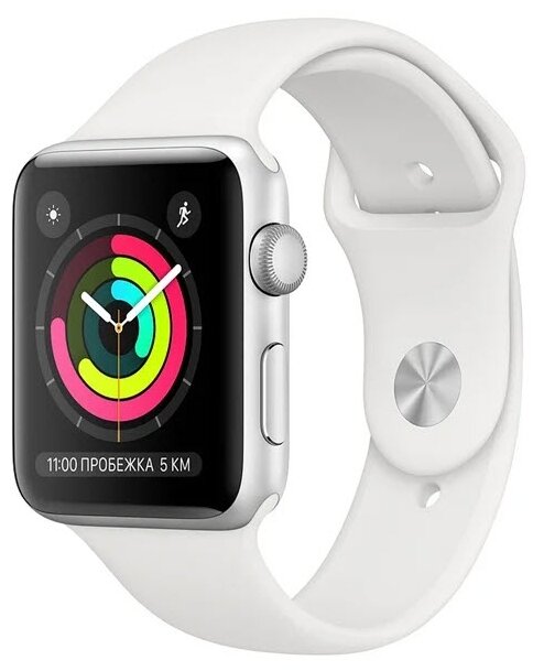 Купить Умные часы Apple Watch Series 3 38mm Aluminum Case with Sport Band серебристый/белый по низкой цене с доставкой из Яндекс.Маркета (бывший Беру)