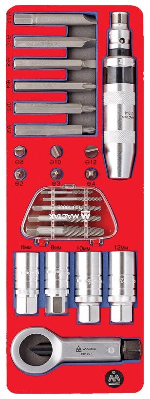 Мастак Набор демонтажный с ударной отверткой, ложемент, 24 предмета 5-19424