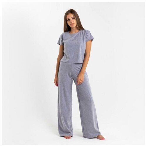 комплект женский фиеста футболка брюки кулирка серый Пижама , размер 40/42, серый