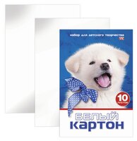 Белый картон VK Белый щенок Hatber, A4, 10 л.