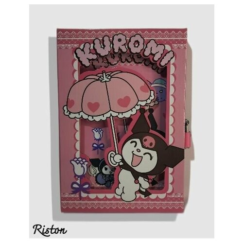 Блокнот Kuromi (Куроми) 60 листов в шкатулке на замке/ Onegai My Melody/ Подарок для ребенка, девушки, сестры