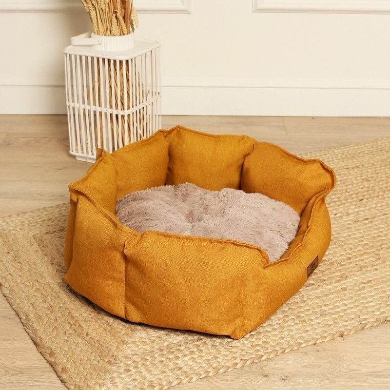 Лежанка для собаки и кошки, лежак для животных мелких и средних пород, со съемной подушкой, размер ( 90х70х30 ), рогожка - фотография № 4