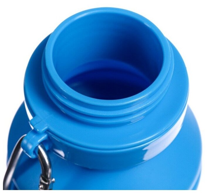 Бутылка для воды силиконовая, 450 мл, 7 х 21.3 см, синяя - фотография № 4