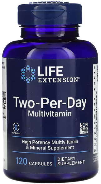 Two-Per-Day Multivitamin Дважды в день Life Extension 120 капсул