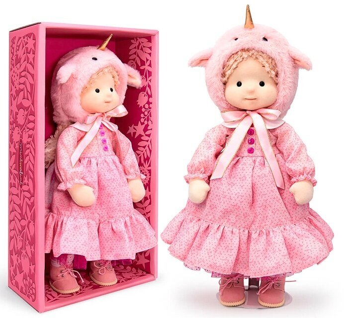 Кукла Budi Basa Аврора в шапочке Единорог, 38 см / Подарочная коробка в комплекте