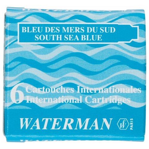 Картридж (чернила) WATERMAN (Ватерман) бирюзовый, 6 шт в упаковке, 6 INK International Cartridge South Sea Blue