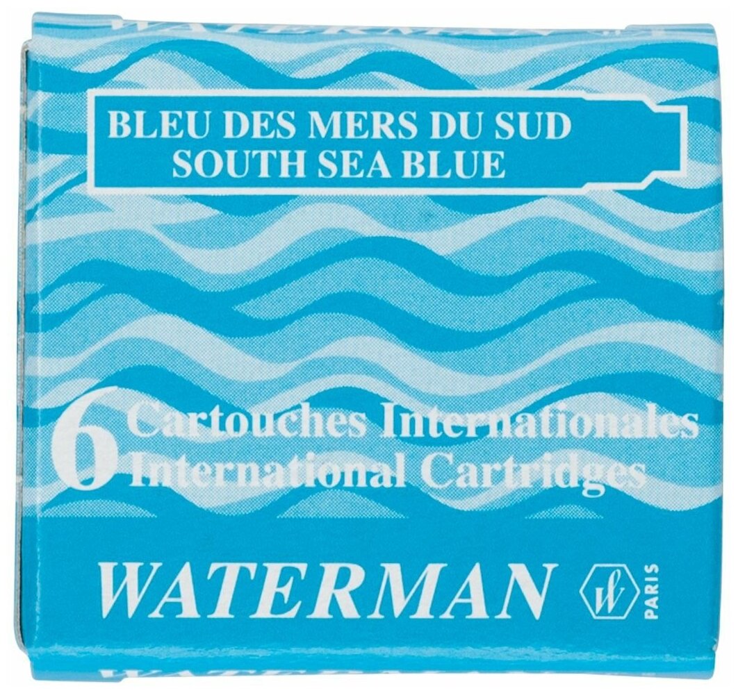 Картридж (чернила) WATERMAN (Ватерман) бирюзовый, 6 шт в упаковке, 6 INK International Cartridge South Sea Blue