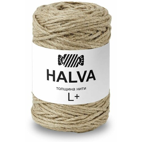 Джутовая пряжа для вязания Halva L плюс 4мм, 100м/500г, плетения, ковров, сумок, корзин, халва