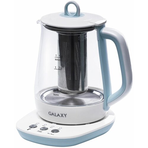 Чайник электрический Galaxy GL 0591 стекло 1200 Вт 15 л подсветка заварник голубой 766300₽