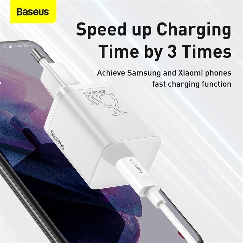 Зарядное устройство для телефона BASEUS Super Si USB-C + Кабель Type-C-Type-C 3A 25W черный