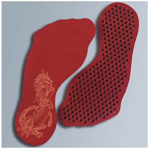 фото Доска для йоги садху с гвоздями в форме стопы дракон - 3356 wood art