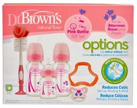 Dr. Brown's Подарочный набор из 3 бутылочек с широким горлом 1х150мл, 2х270 мл, розовый