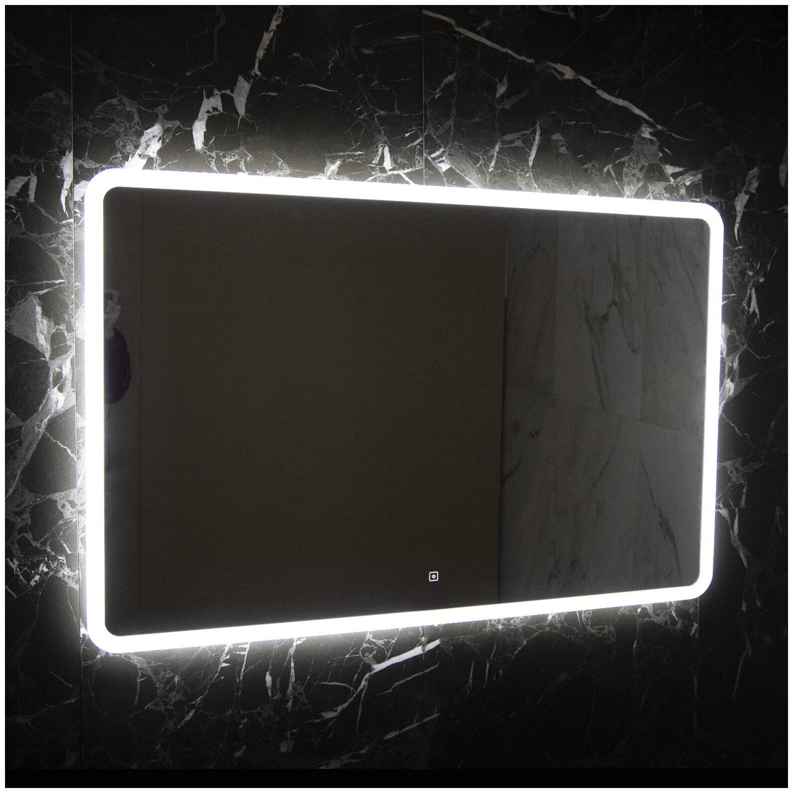 Зеркало Rabesco с LED подсветкой, сенсорный включатель с диммером, IP - 44, 1200х800 (ШВ) арт. RB-M12080-s - фотография № 1
