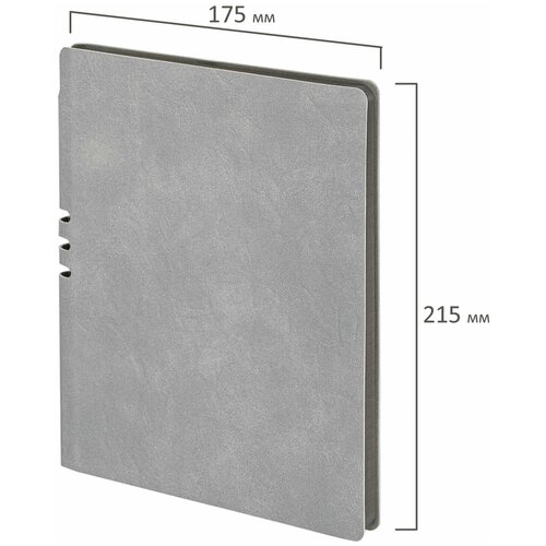Бизнес-блокнот / записная книжка мужской / женский А5 (175х215 мм), Brauberg Nebraska, 96 листов, под кожу, клетка, серый