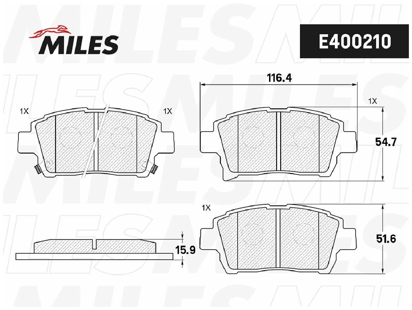 E400210 MILES Колодки тормозные TOYOTA COROLLA/PRIUS/YARIS 1.0-1.6 99- передние - фотография № 13