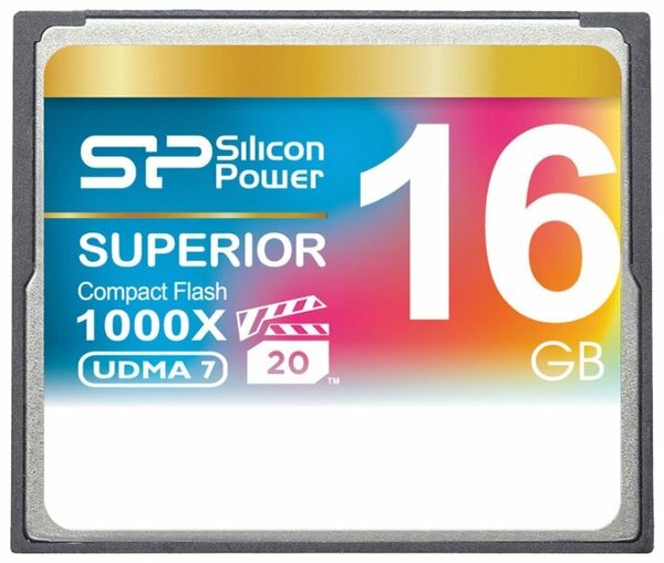 Карта памяти Silicon Power Compact Flash 16 ГБ, R/W 150/80 МБ/с