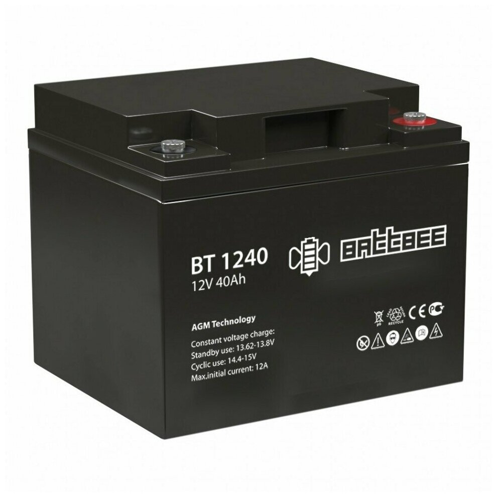 Аккумулятор Battbee BT-1240 (12В 40Ач / 12V 40Ah / вывод болт/гайка 65)