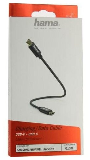 Кабель Hama 00183333 USB Type-C (m)-USB Type-C (m) 02 м черный