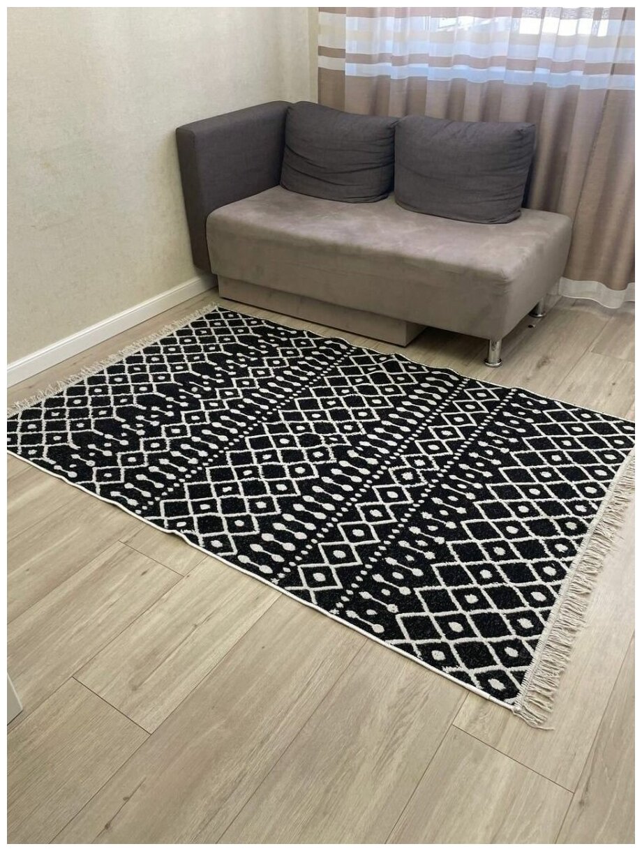 Ковер комнатный хлопковый килим 120×180 - фотография № 5