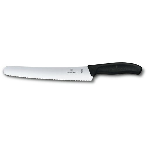 Нож для хлеба и выпечки VICTORINOX Swiss Classic, лезвие 22 см с волнистой заточкой, черный, в блистере 6.8633.22B