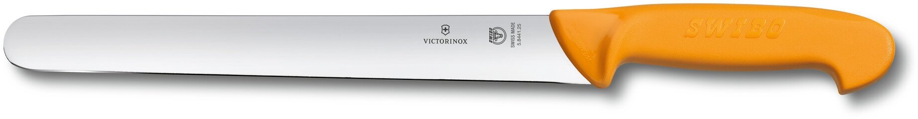 Нож для резания ломтиками VICTORINOX Swibo с лезвием 25 см и шириной 30 мм, с закруглённым кончиком, жёлтый 5.8441.25