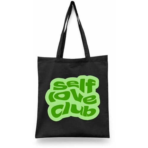 фото Сумка-шоппер унисекс каждому своё "self love club/клуб любви к себе" черная