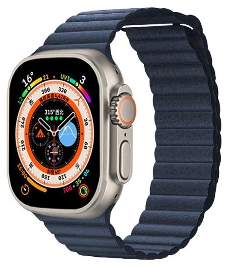 Ремешок кожаный Leather Loop для Apple Watch 38/40/41 мм, на магните, темно-синий (14)