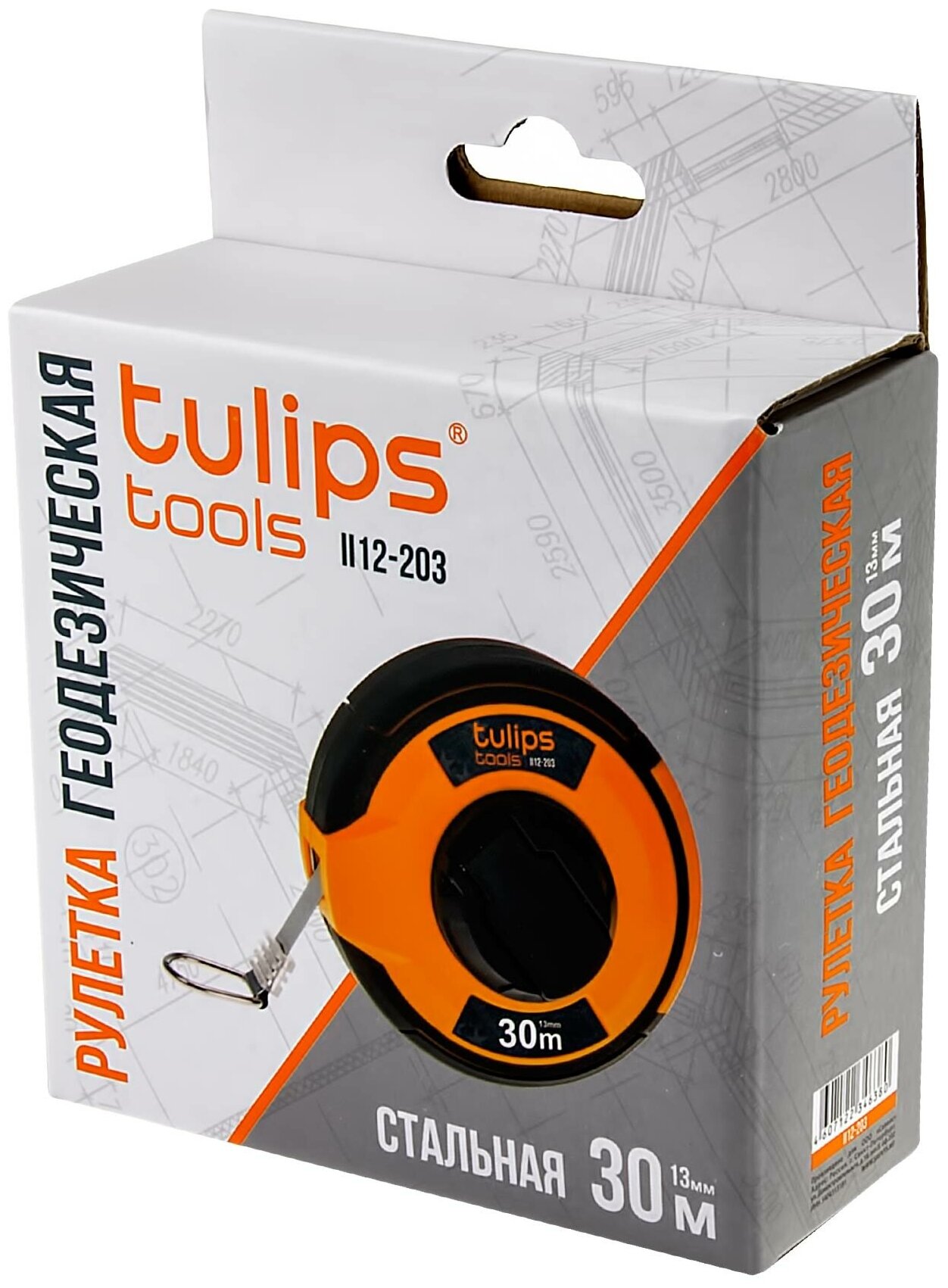 Рулетка геодезическая Tulips tools II12-203, 30м/13мм, стальная.