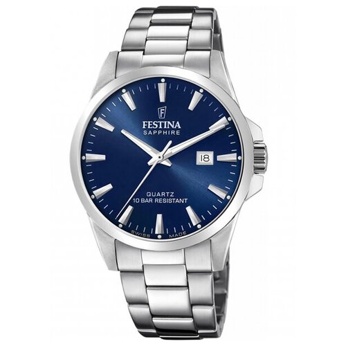 Наручные часы FESTINA Swiss Made, синий, серебряный наручные часы festina swiss made наручные часы festina swiss made 20012 мужские кварцевые водонепроницаемые золотой