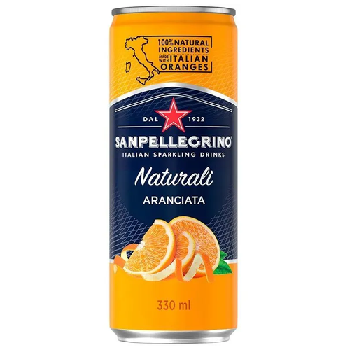 Напиток газированный Sanpellegrino (Сан Пеллегрино) с соком апельсина 0,33л х 6 шт. ж/б